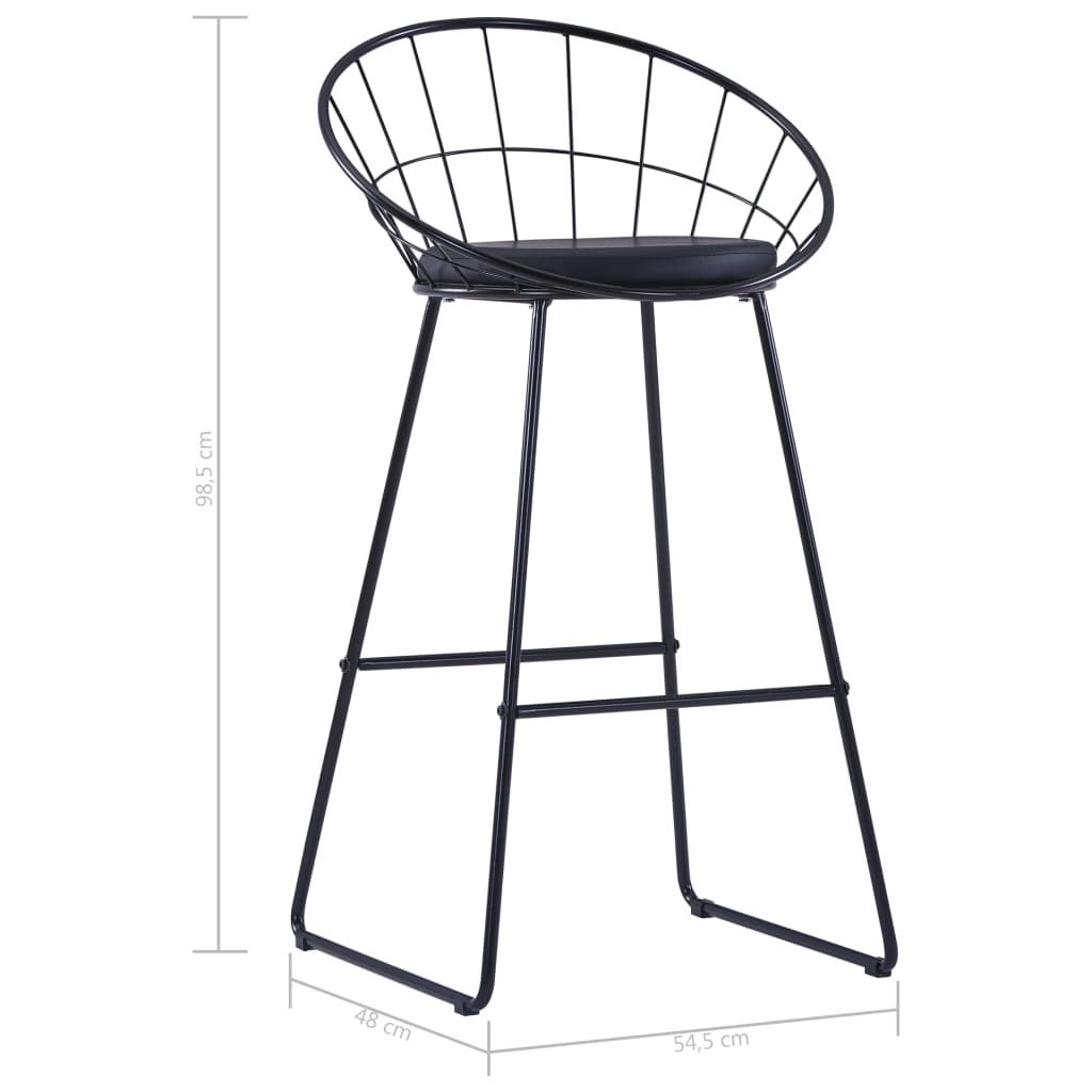 Bar stools, 2 pcs., black, ecological leather