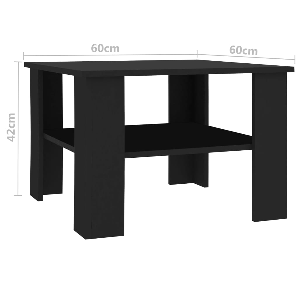 Coffee table, black, 60 x 60 x 42 cm, chipboard