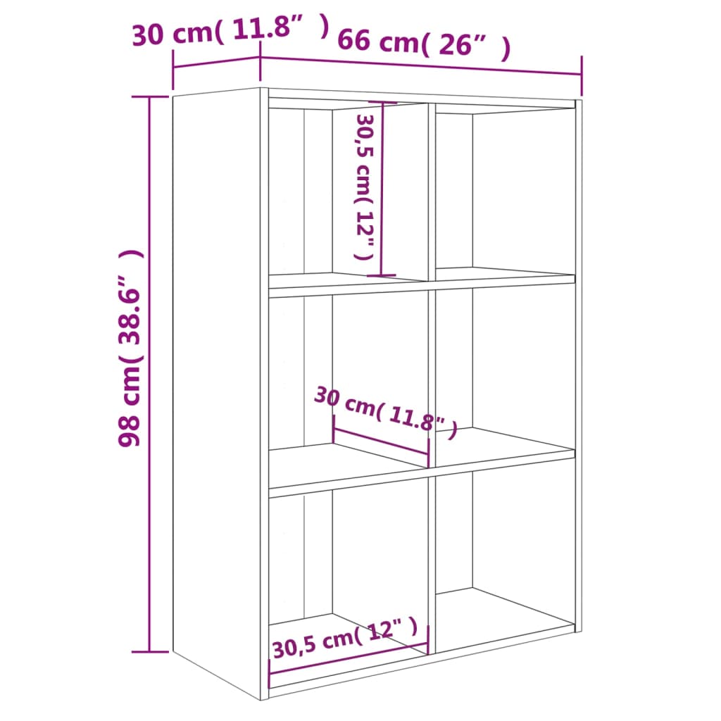 Bookcase/Sideboard, white, 66x30x98 cm, chipboard