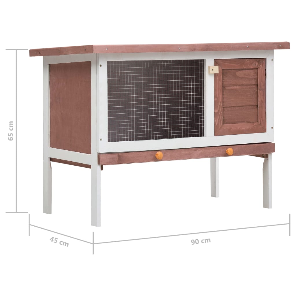 Outdoor rabbit cage, 1 level, brown, wood