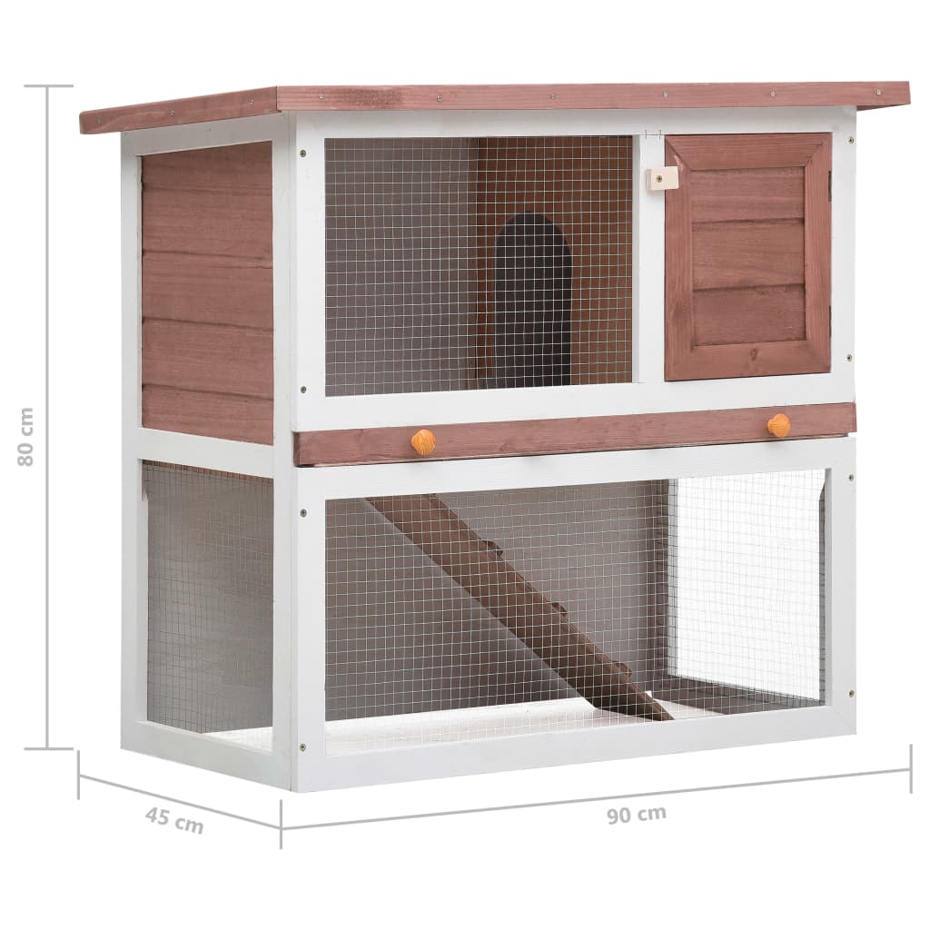 Outdoor rabbit cage, 1 door, brown, wood