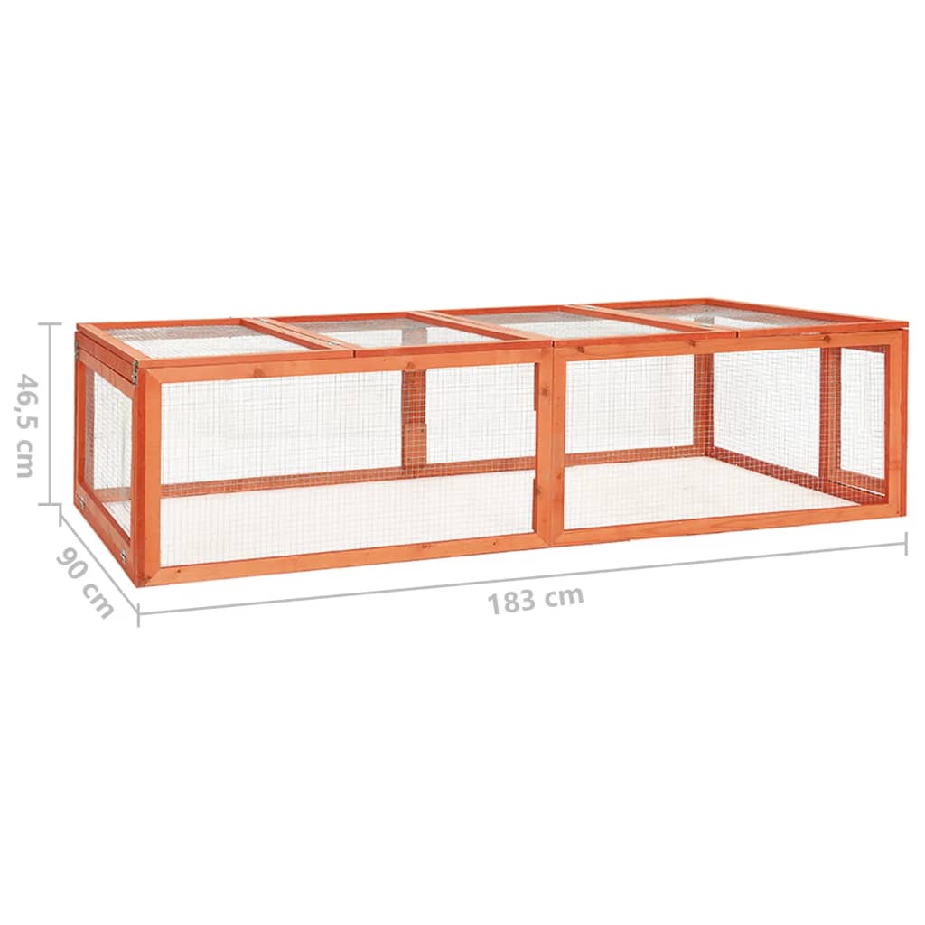 Rabbit cage, 183 x 90 x 46.5 cm, solid fir wood