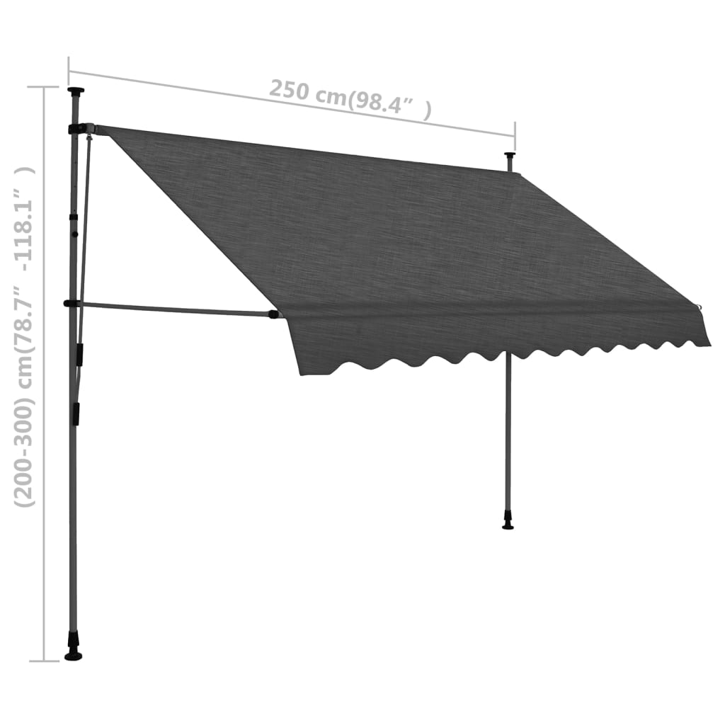 Copertină retractabilă manual cu LED, antracit, 250 cm