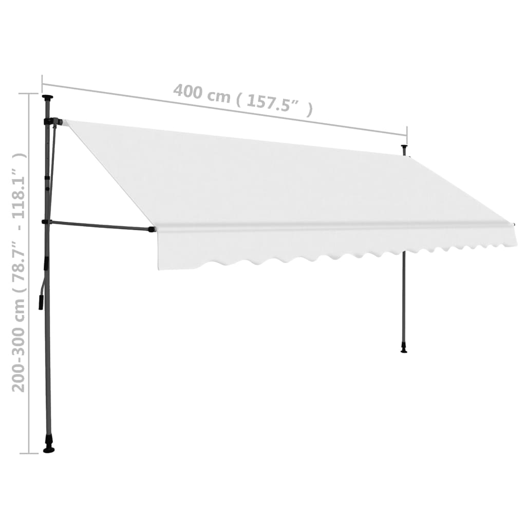 Copertină retractabilă manual cu LED, crem, 400 cm