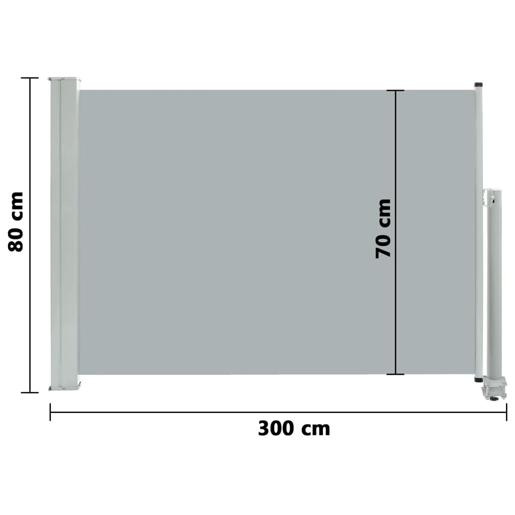 Copertină laterală retractabilă de terasă, gri, 80 x 300 cm
