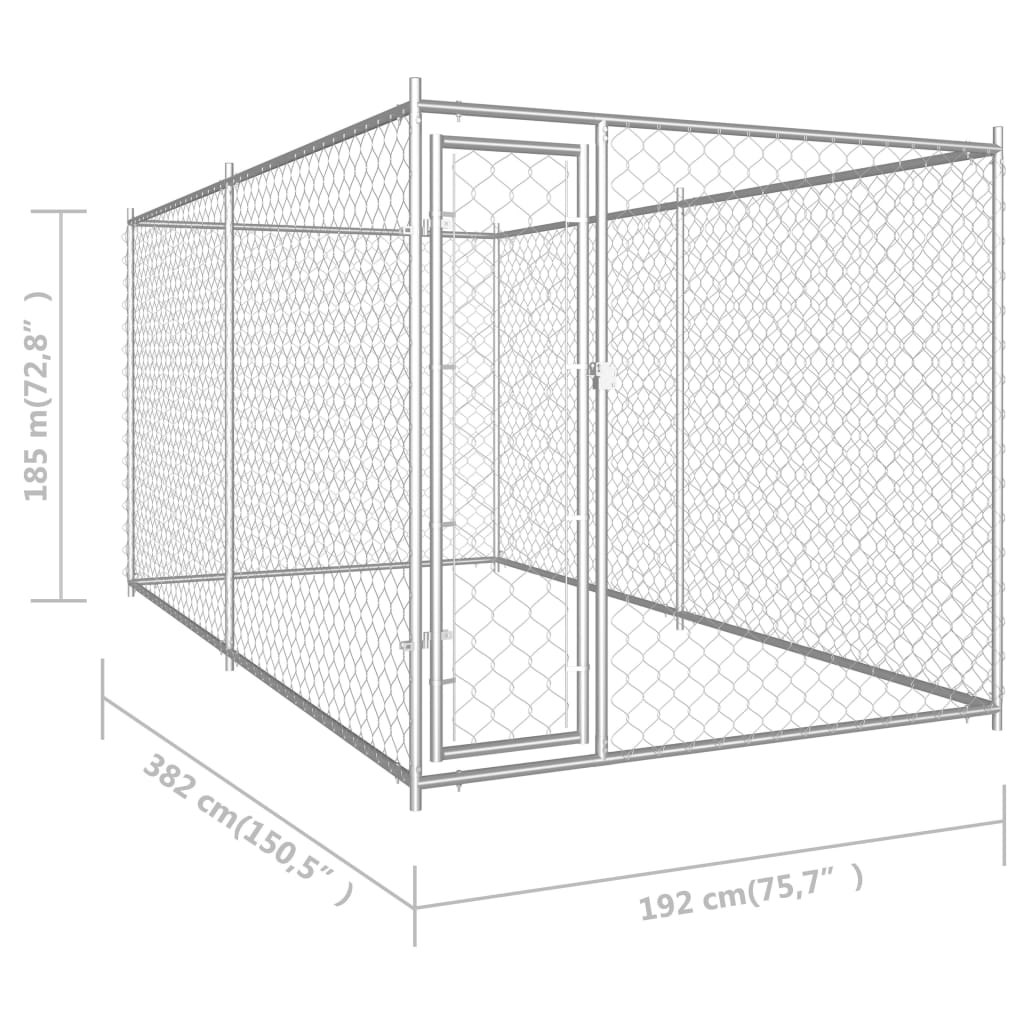 Outdoor dog paddock, 382 x 192 x 185 cm