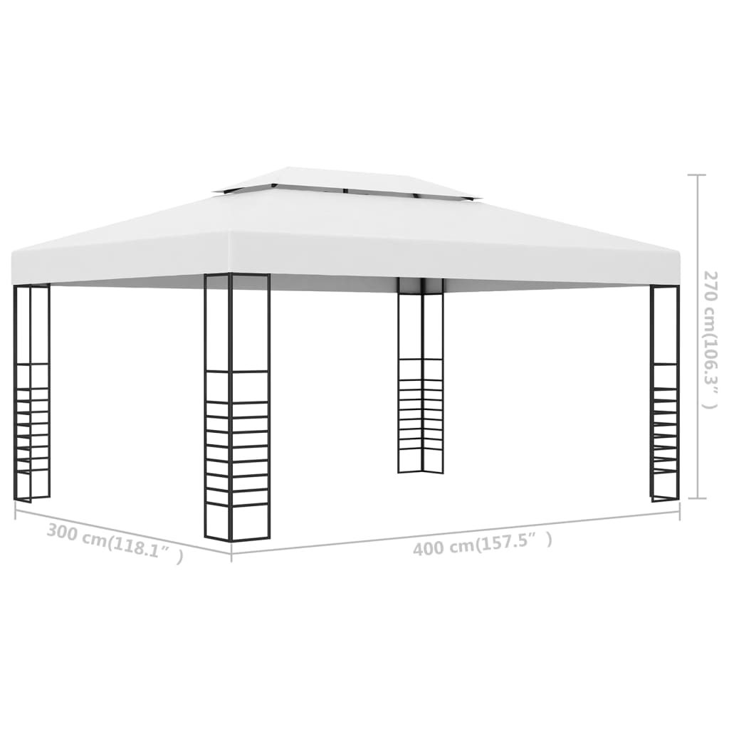 Pavilion de grădină, alb, 4x3x2,7 cm, oțel vopsit electrostatic