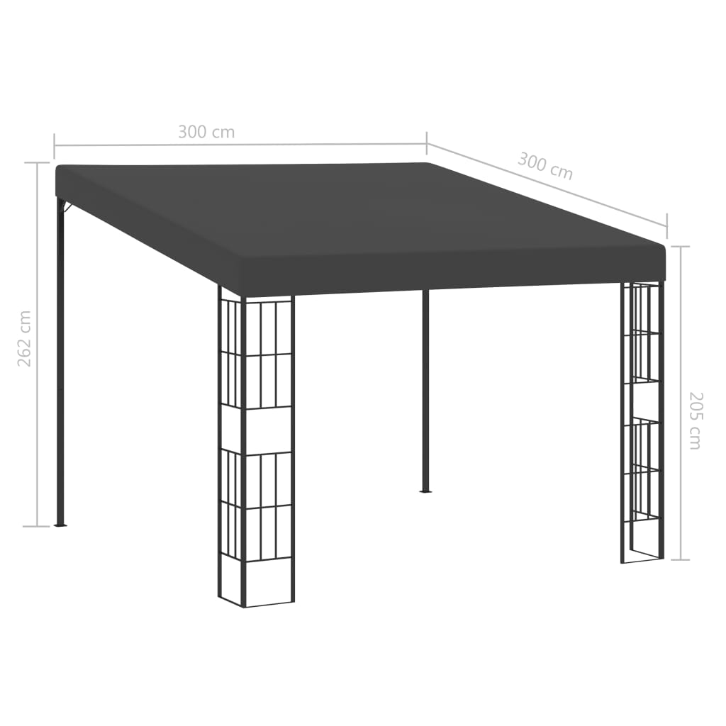 Pavilion de perete, antracit, 3 x 3 m, material textil