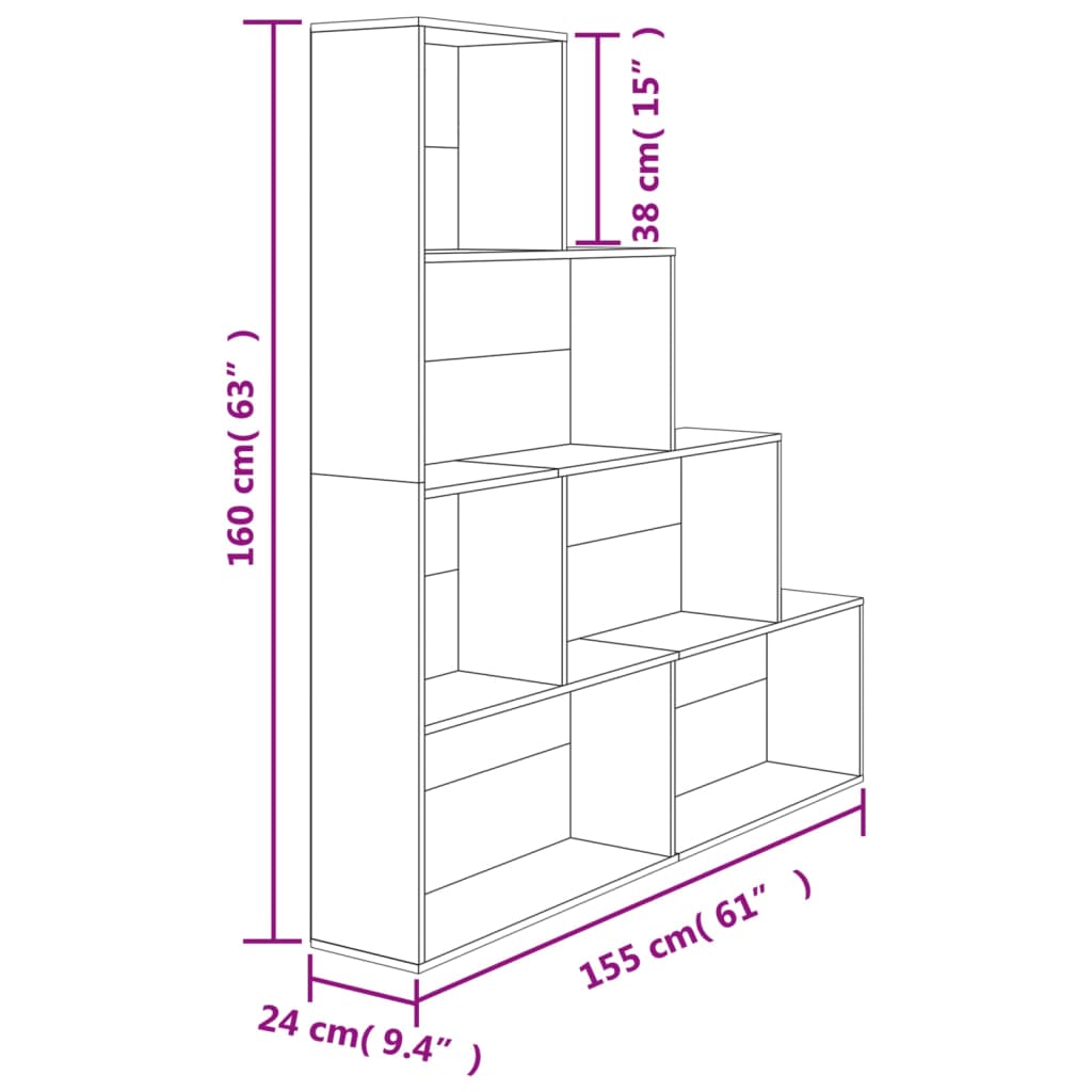 Bookcase/Room divider, concrete grey, 155x24x160 cm, chipboard