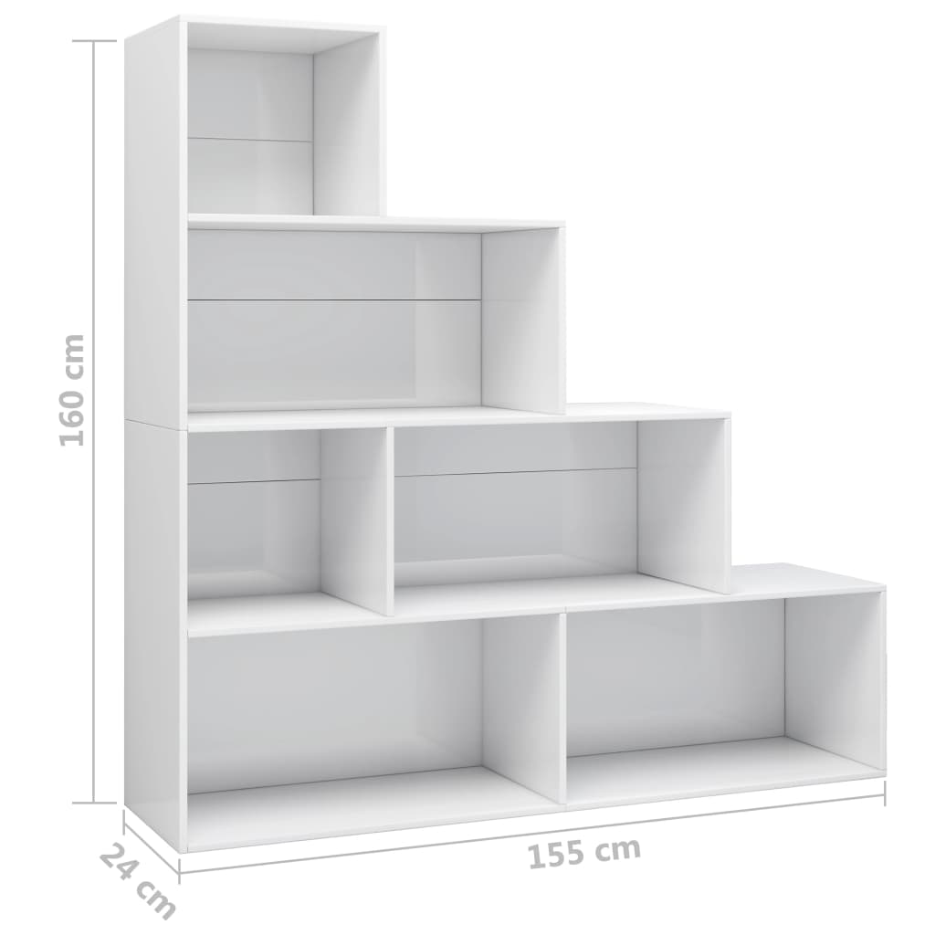 Bookcase/room divider extra-glossy white 155x24x160 cm Chipboard