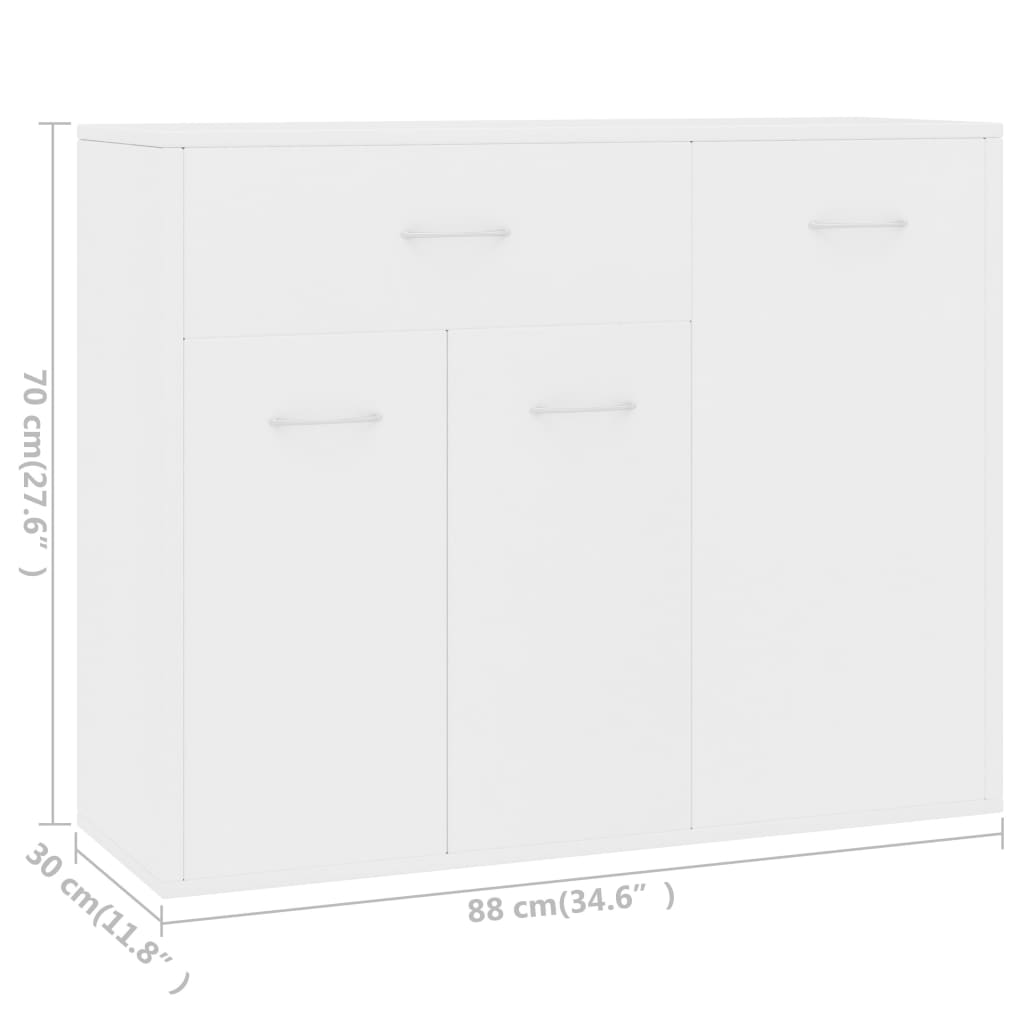 Sideboard, white, 88 x 30 x 70 cm, chipboard