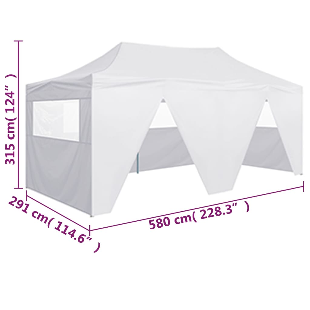 Cort de petrecere pliabil cu 4 pereți, alb, 3 x 6 m, oțel