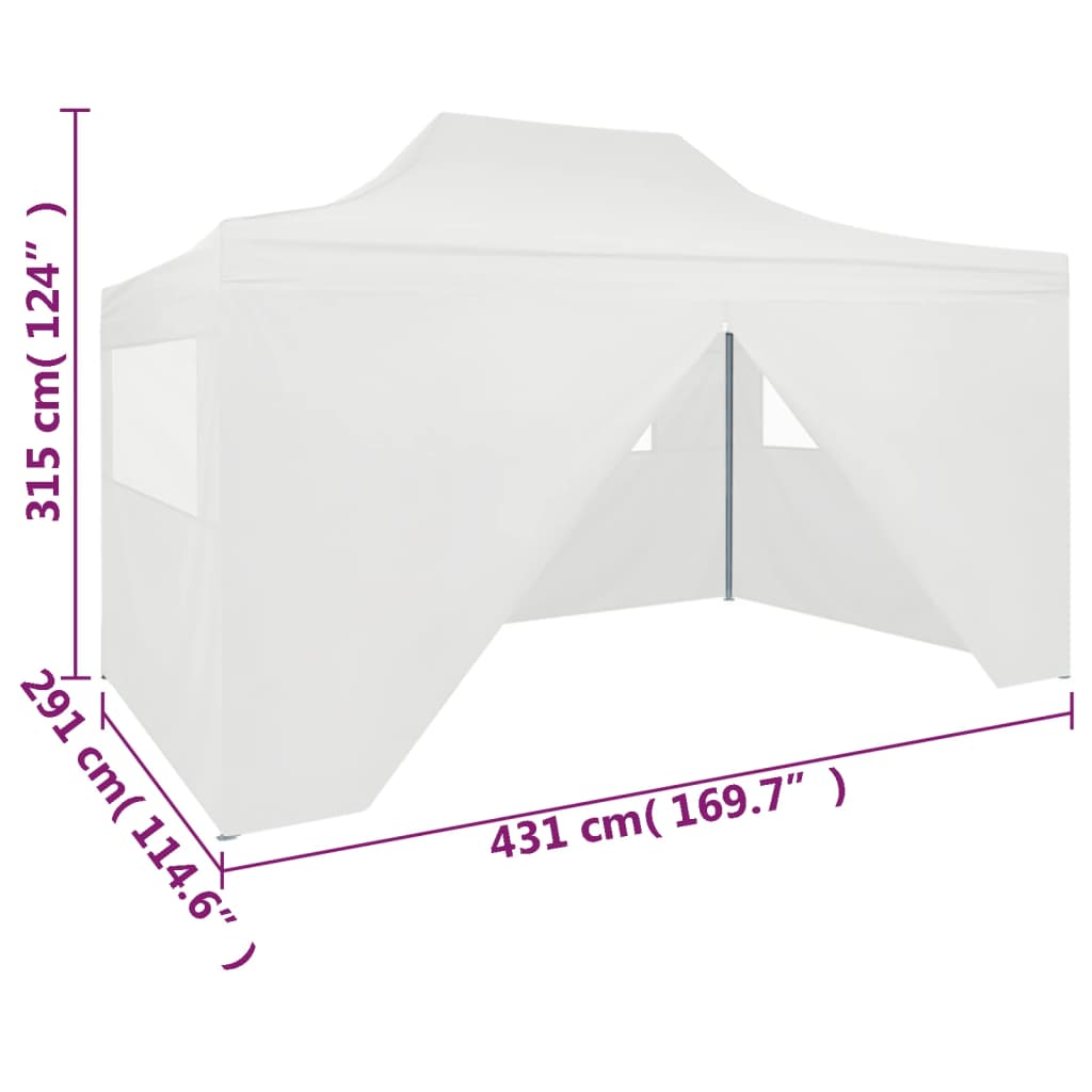 Cort de petrecere pliabil cu 4 pereți, alb, 3 x 4,5 m