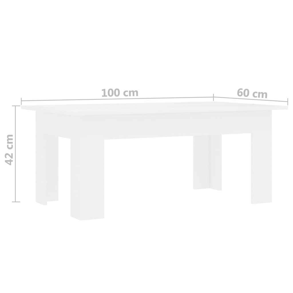 Coffee table, white, 100 x 60 x 42 cm, Chipboard