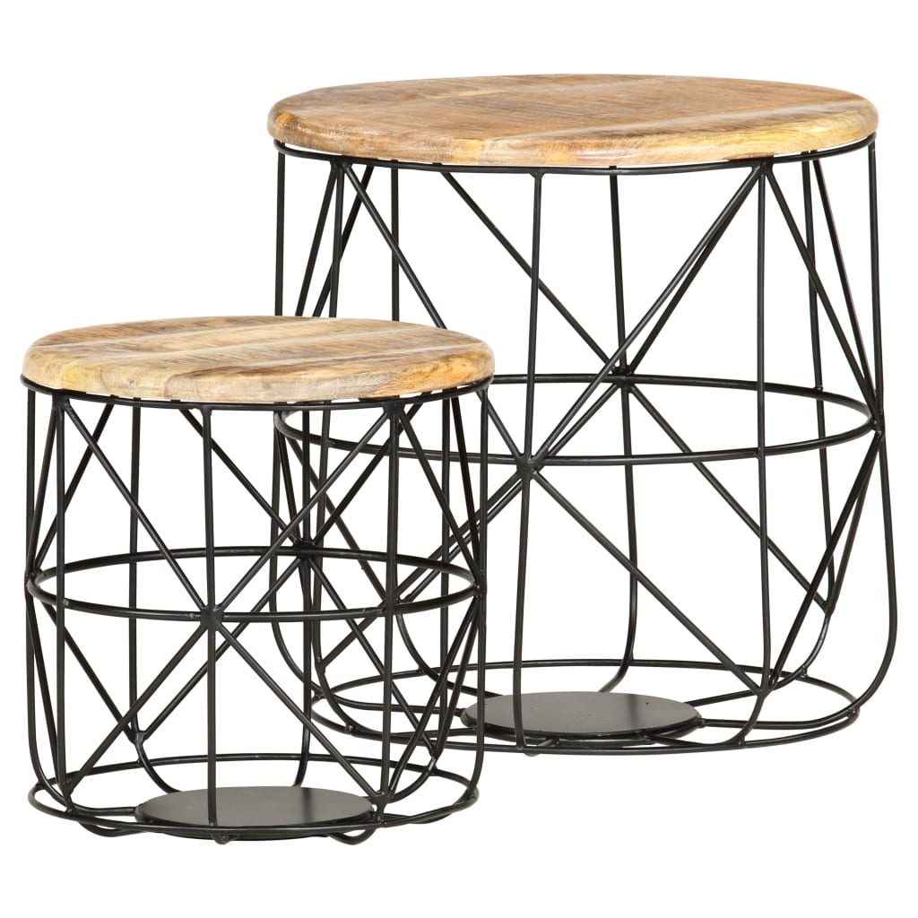 Coffee tables, 2 pcs., solid mango wood