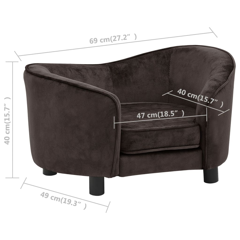 Dog sofa, brown, 69 x 49 x 40 cm, plush