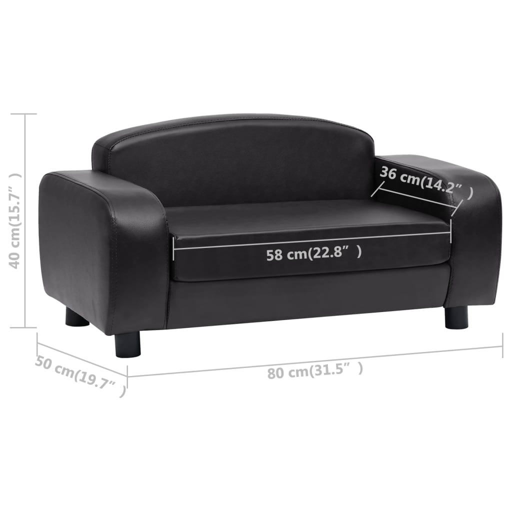 Sofa for dogs, black, 80 x 50 x 40 cm, ecological leather