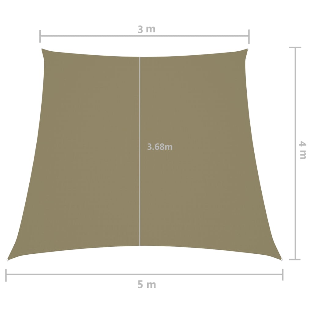 Parasolar, bej, 3/5x4 m, țesătură oxford, trapez