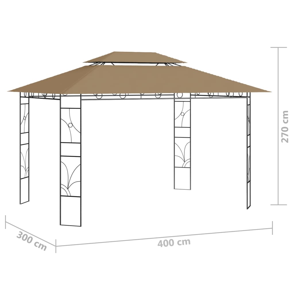 Pavilion, gri taupe, 4x3x2,7 m, 160 g/m²