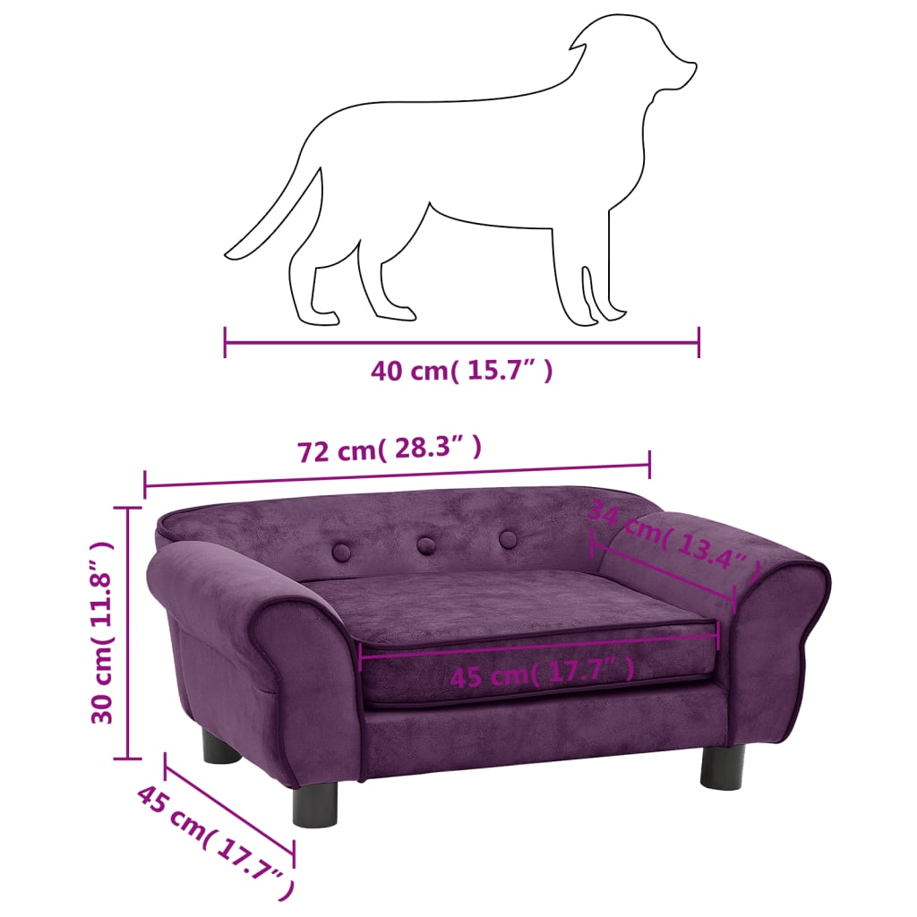 Sofa for dogs, cherry, 72x45x30 cm, plush