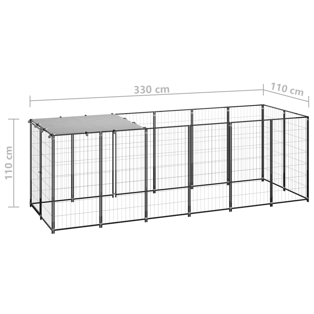 Dog paddock, black, 330x110x110 cm, steel