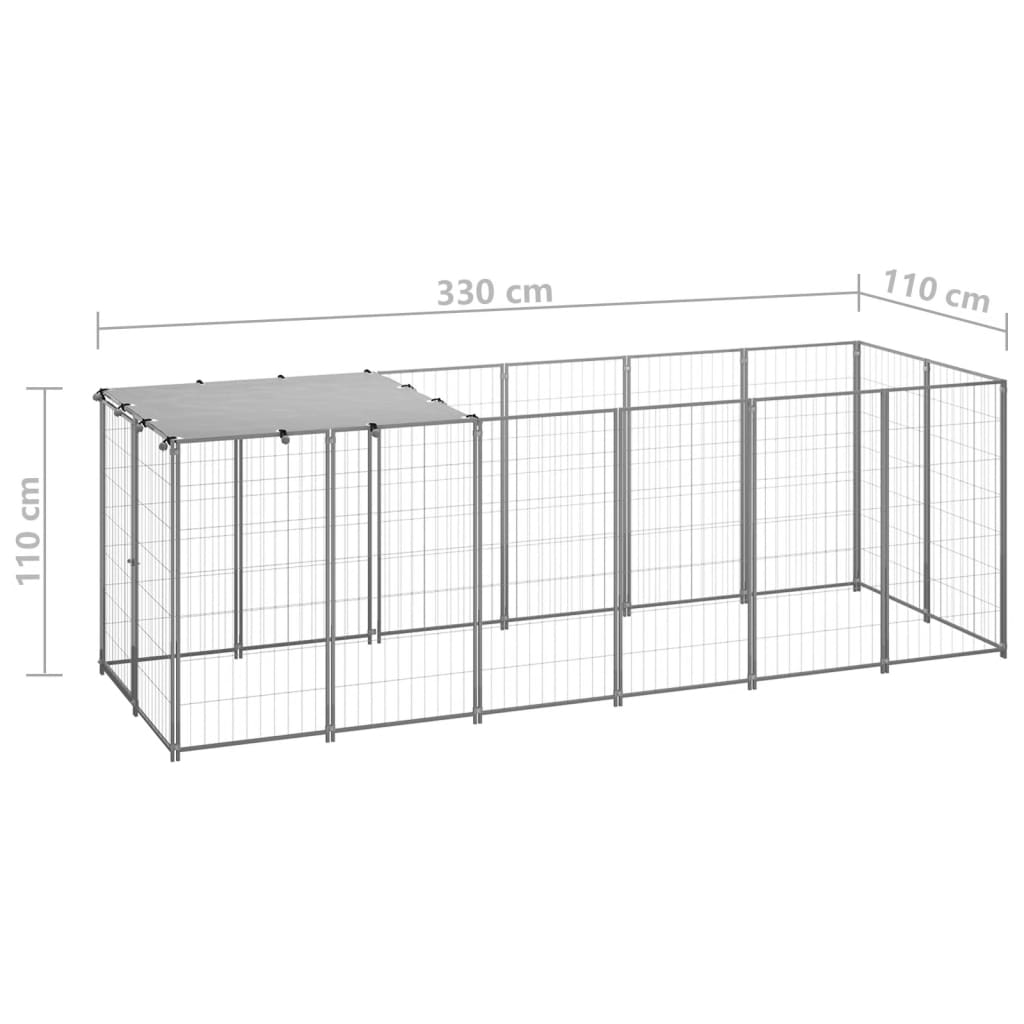 Dog paddock, silver, 330x110x110 cm, steel