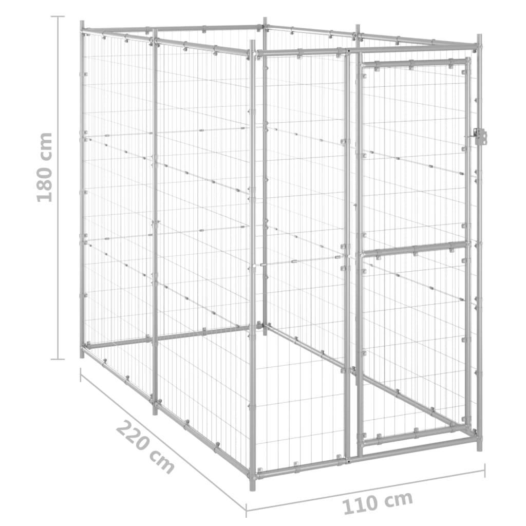 Paddock for outdoor dogs 110x220x180 cm galvanized steel