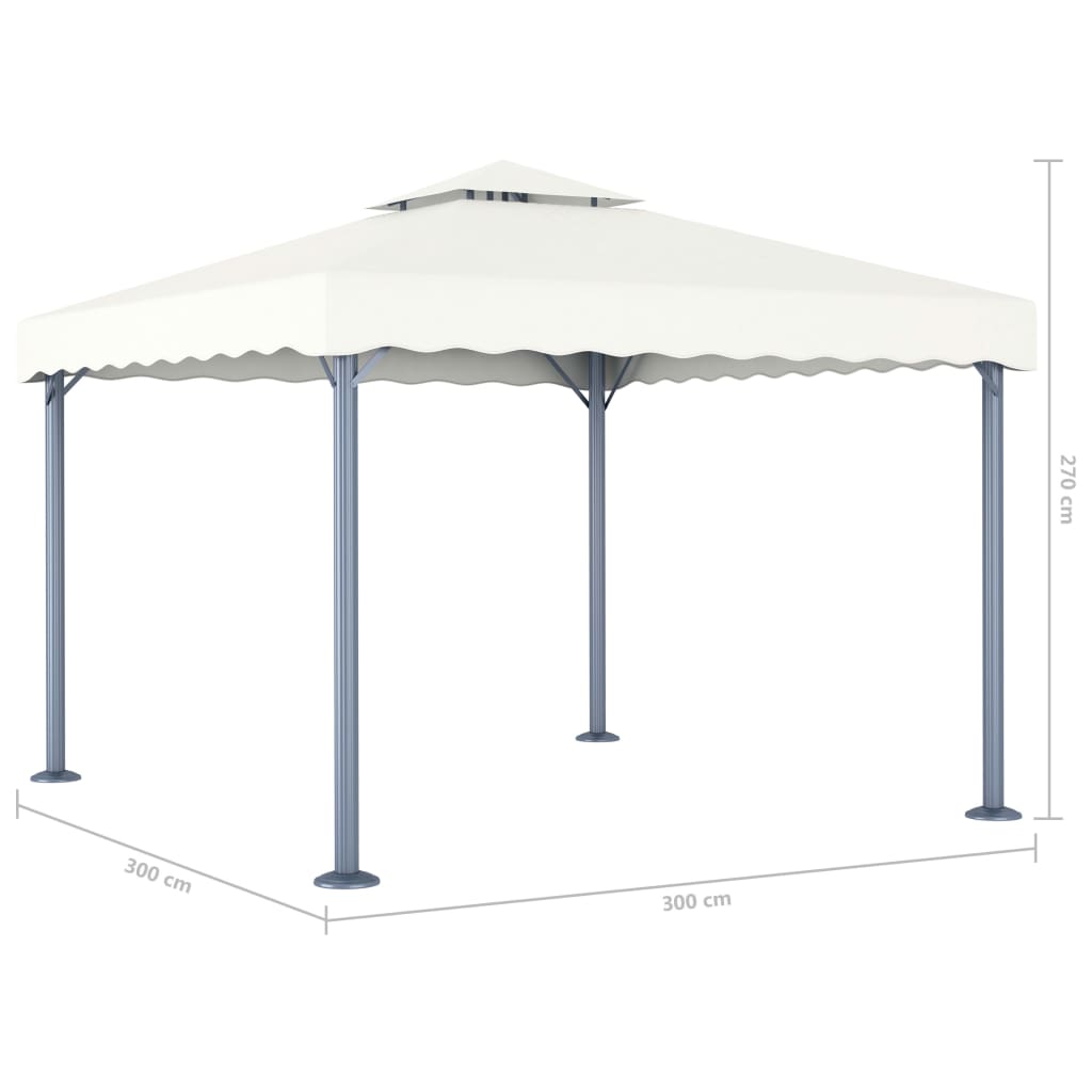 Pavilion cu șiruri de lumini LED, crem, 300x300 cm, aluminiu