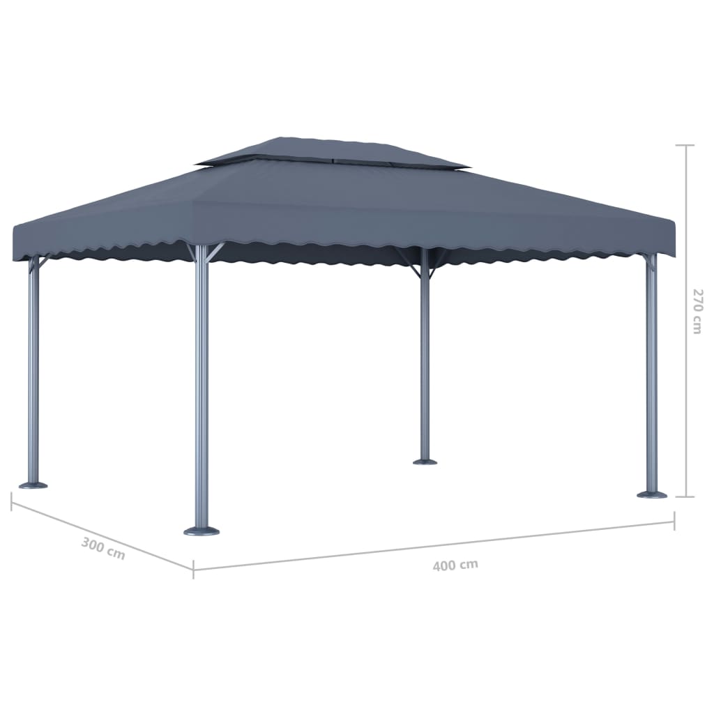 Pavilion cu perdele& lumini LED,antracit,400x300cm aluminiu