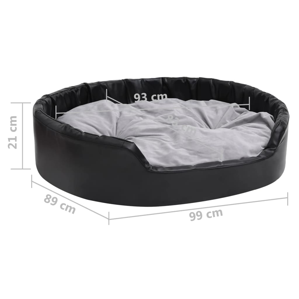 Dog bed, black/grey, 99x89x21 cm, plush/eco-leather