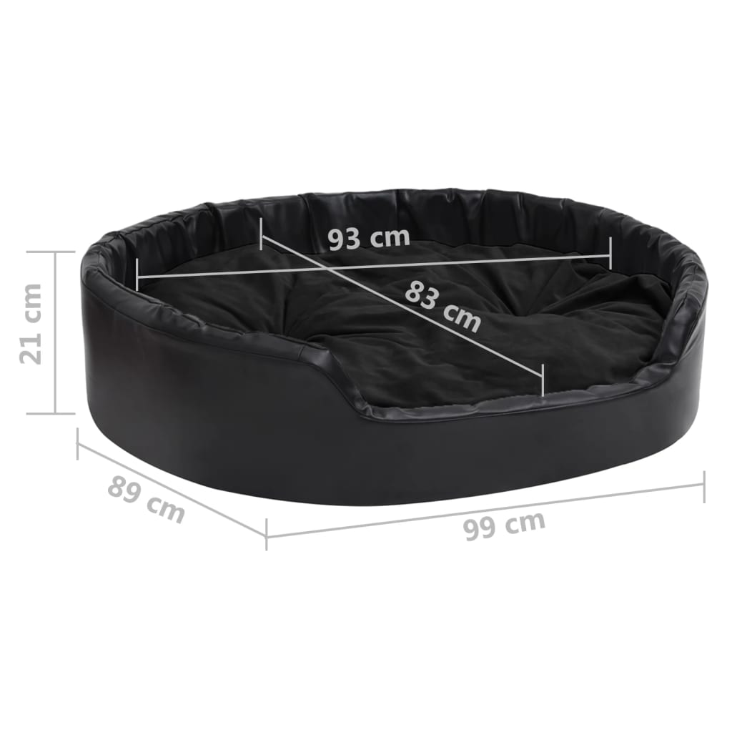 Dog bed, black, 99x89x21 cm, plush/eco-leather