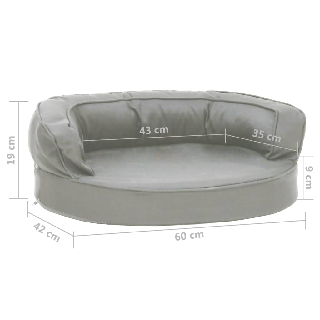 Ergonomic dog bed mattress, 60x42 cm, gray, linen look