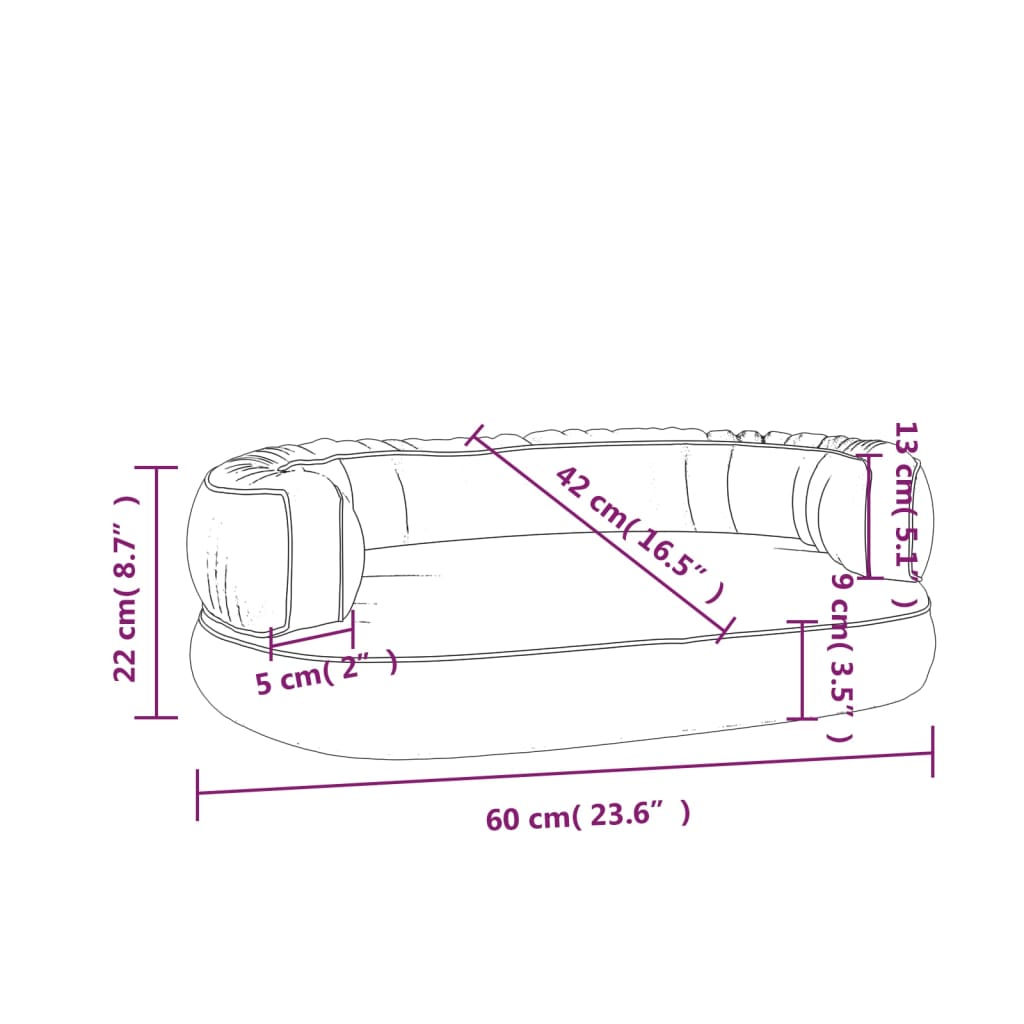 Blue ergonomic foam dog bed 60x42 cm eco leather