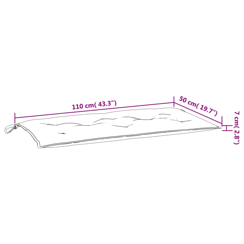 Bench cushion, light blue, 110x50x7 cm, oxford material