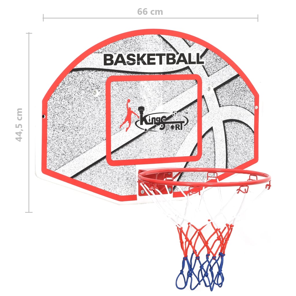 Wall-mounted basketball backboard set, 5 pieces, 66x44.5 cm