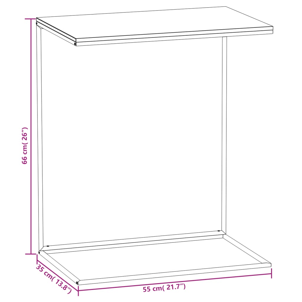 Side table, black, 55x35x66 cm, composite wood