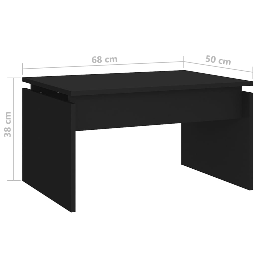 Coffee table, black, 68x50x38 cm, chipboard