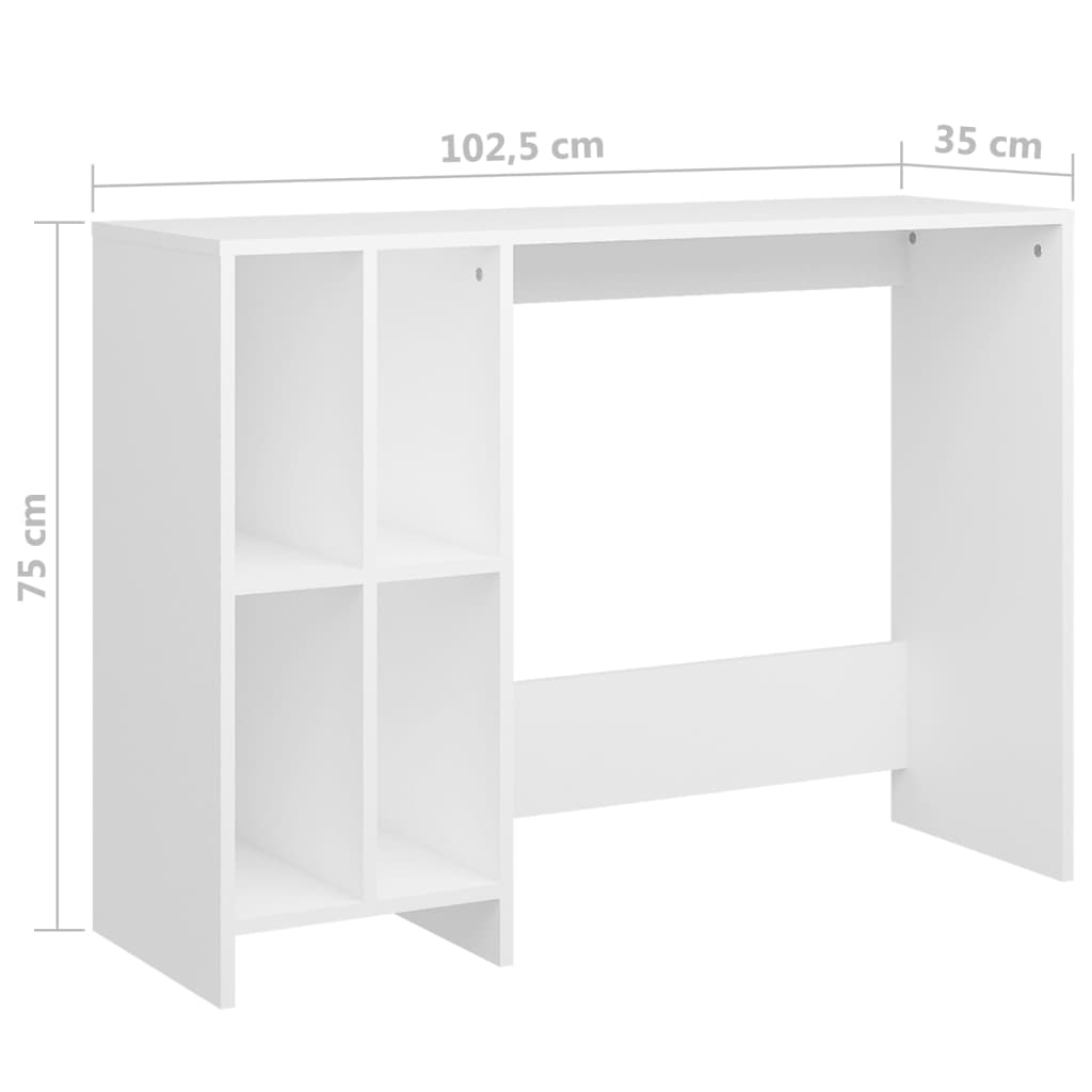 Notebook desk, white, 102.5x35x75 cm, chipboard