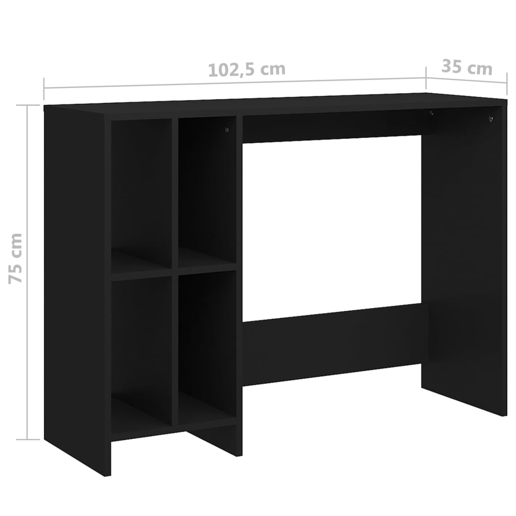 Notebook desk, black, 102.5x35x75 cm, chipboard