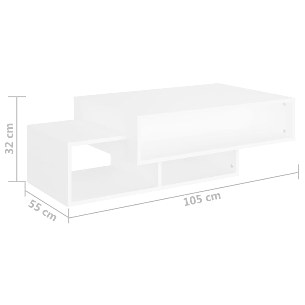 Coffee table, white, 105x55x32 cm, chipboard