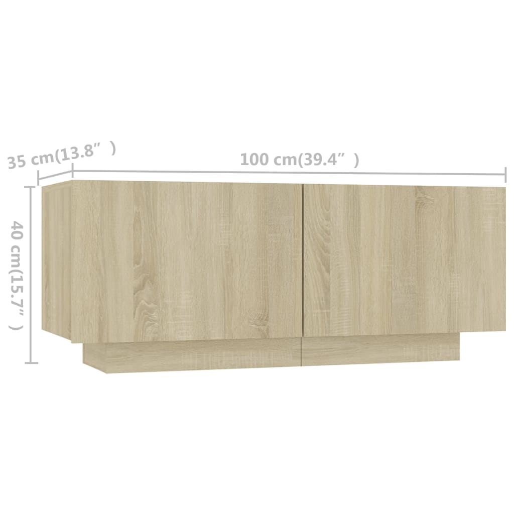 TV sideboard with LED lights, sonoma oak, 180x35x40 cm
