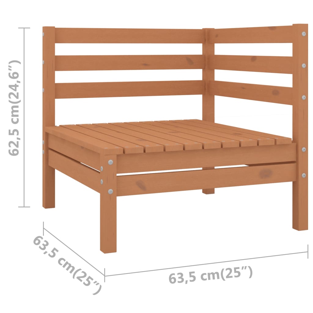 Garden corner sofas, 2 pcs., honey brown, solid pine wood