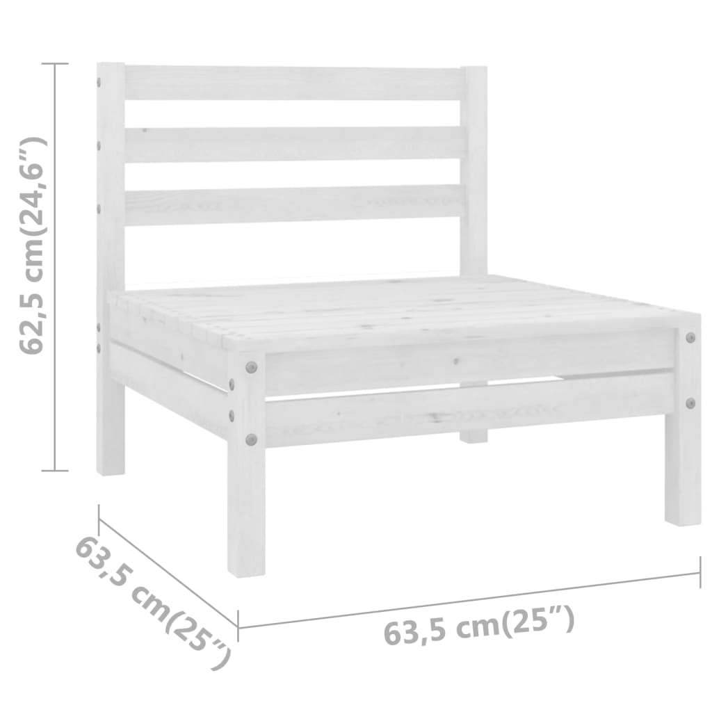 Medium sofas for the garden, 2 pcs., white, solid pine wood