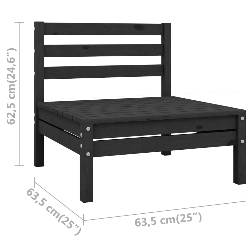 Garden center sofas, 2 pcs., black, solid pine wood