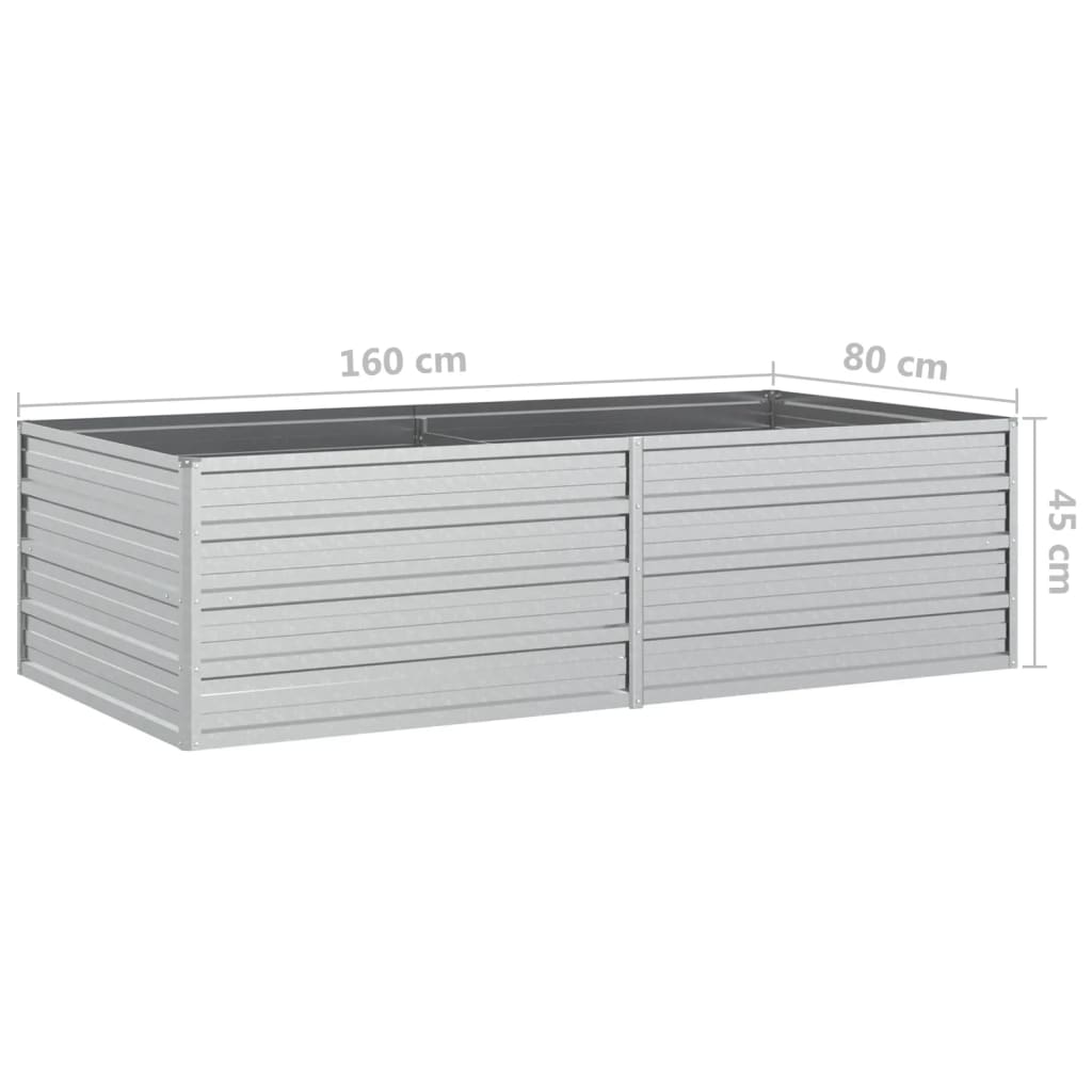 Strat înălțat de grădină argintiu 160x80x45 cm oțel galvanizat