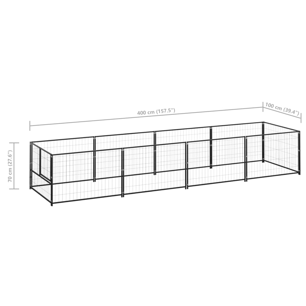 Dog paddock, black, 4 m², steel