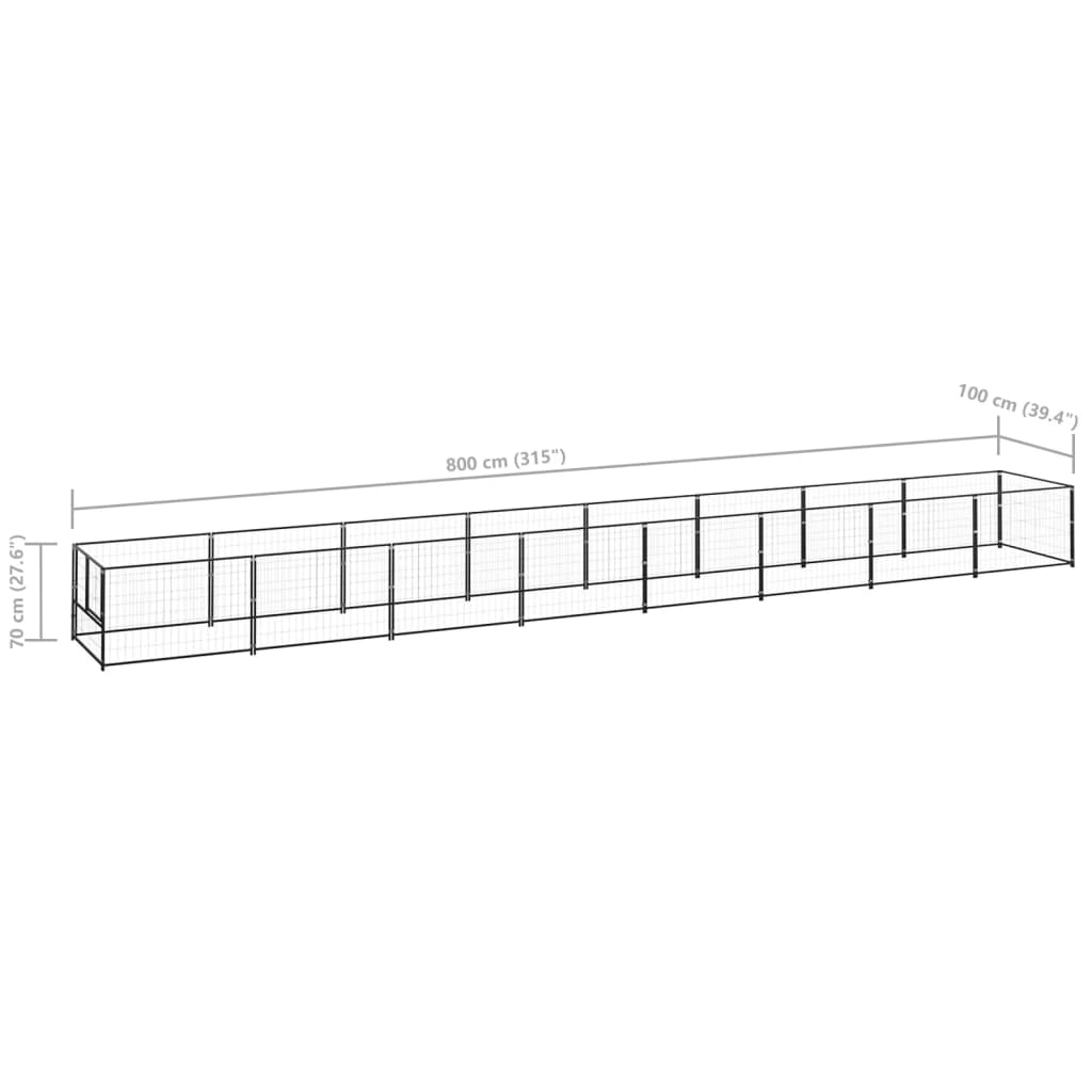 Dog paddock, black, 8 m², steel