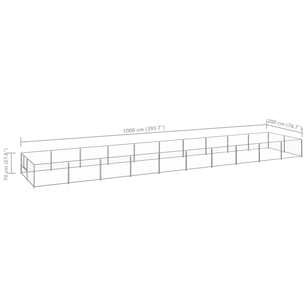 Dog pen, silver, 20 m², steel