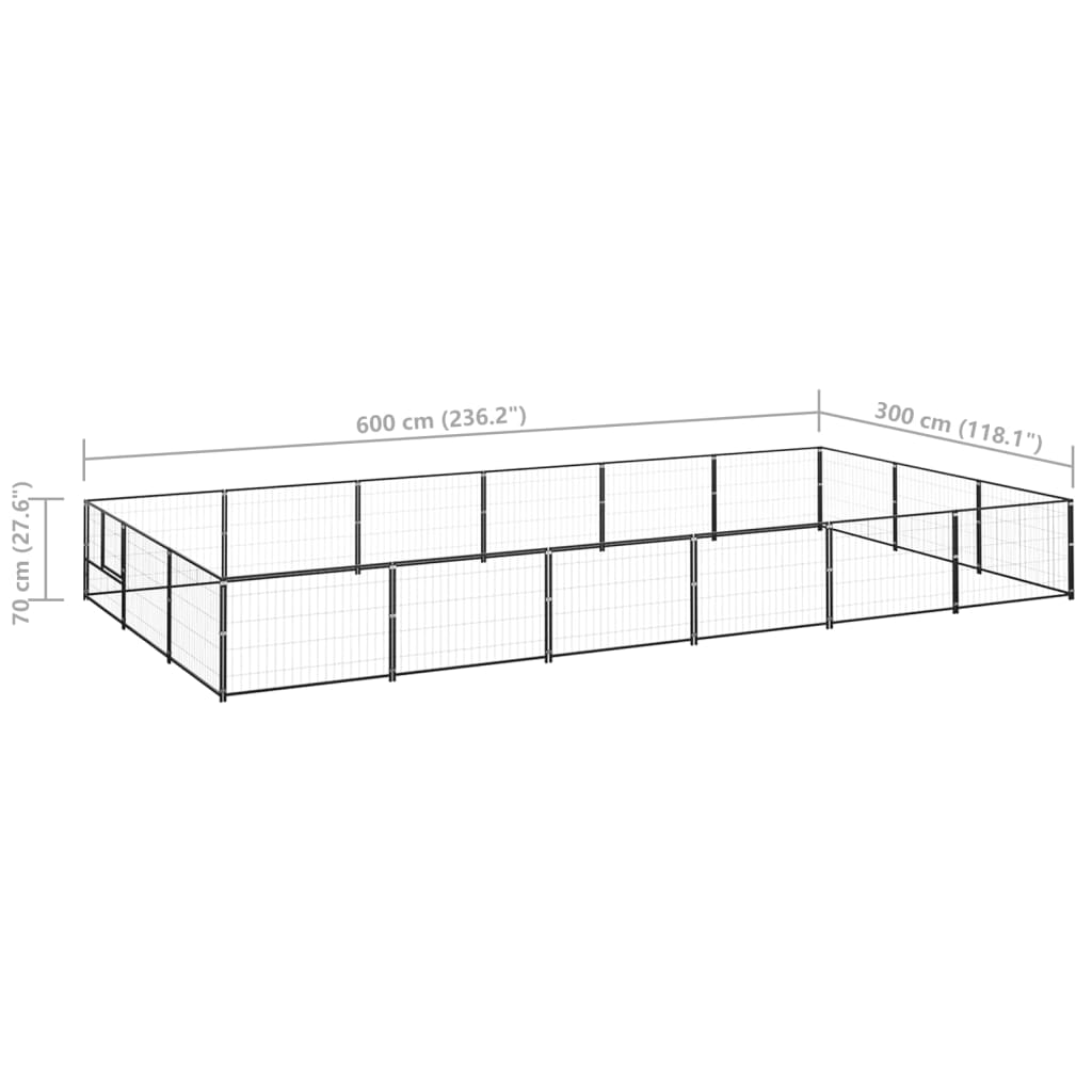 Dog paddock, black, 18 m², steel
