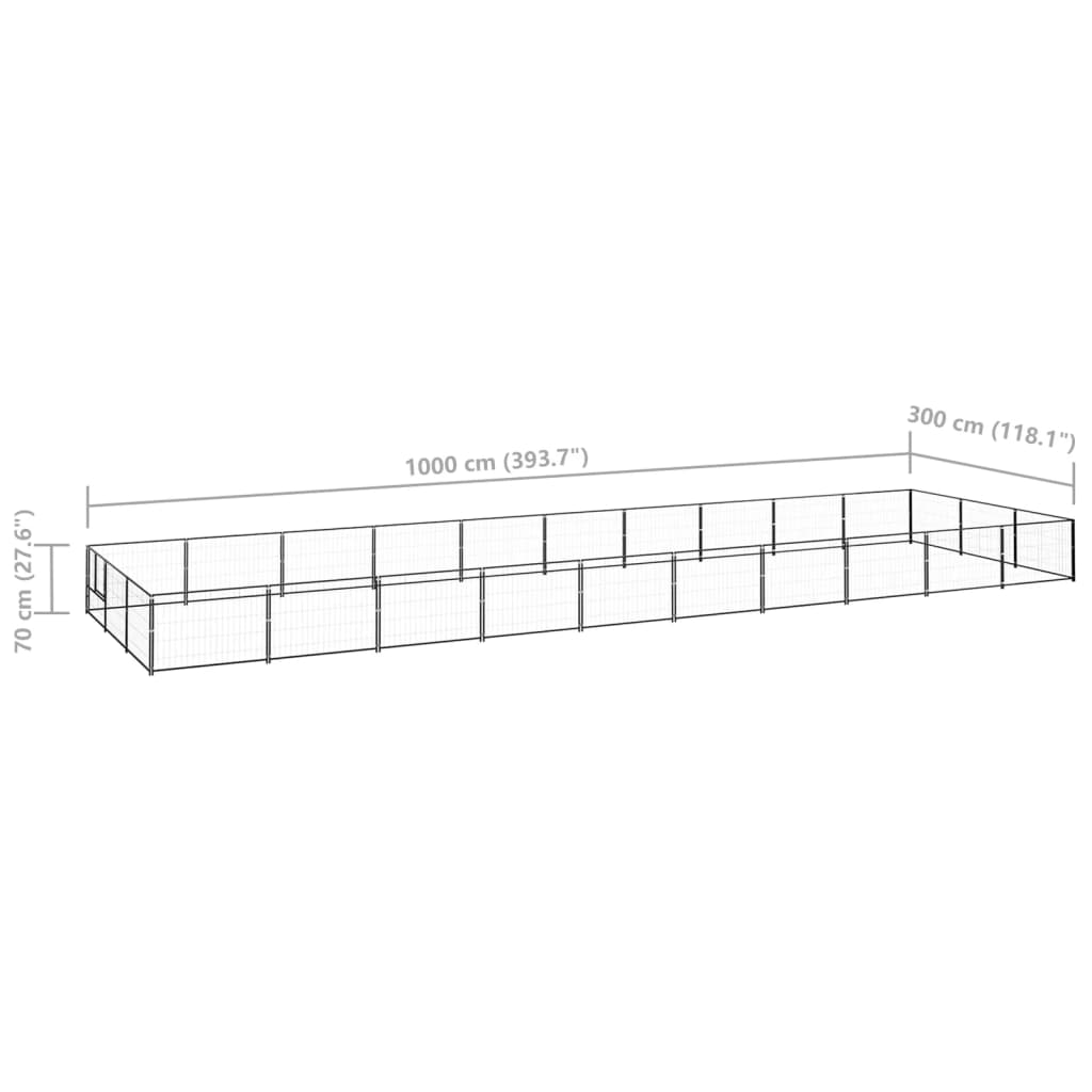 Dog paddock, black, 30 m², steel